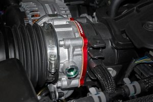 Jeep Wrangler Throttle Body Spacer Kit - Rough Country - Spiraling Helix - Red - '12-'23